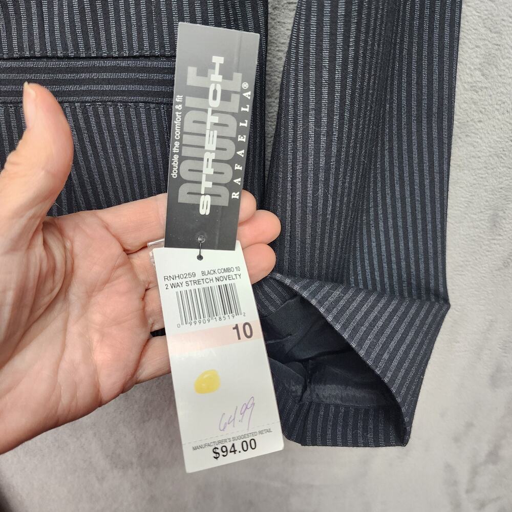 NWT Rafaella Blazer Women 10 Black Strip Lined Career Office Stretch Suit Jacket - Picture 10 of 11